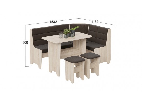 Кухонный уголок «Техас» Исп.2 Темно-бежевый, Коричневый, ТриЯ