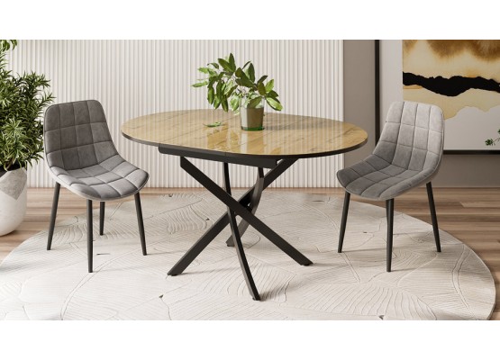 Стол обеденный «Diamond» Тип 3 - КМ+02.68.000.168 Черный, Светло-коричневый, ТриЯ