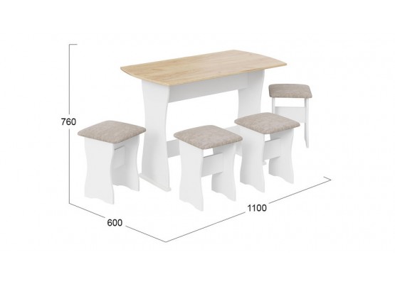 Обеденная группа тип 1 - МФ-101.006 Белый, Светло-коричневый, ТриЯ