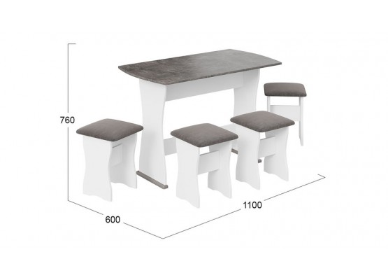 Обеденная группа тип 1 - МФ-101.006 Белый, Асфальтный, ТриЯ