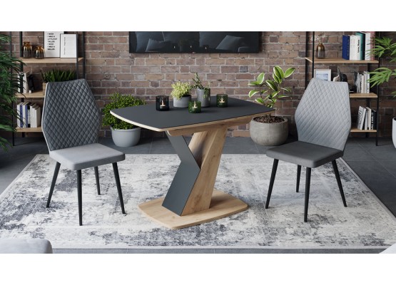 Стол обеденный «Гарда» Тип 1 Светло-коричневый, Черный, ТриЯ