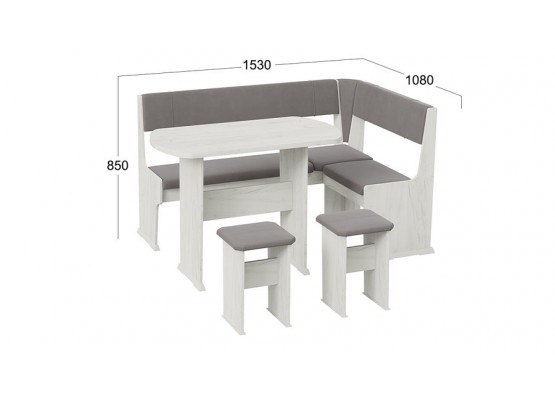 Кухонный уголок «Рио» Платиновый, Серый, ТриЯ
