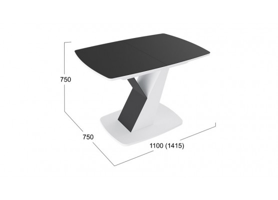 Стол обеденный «Гарда» Тип 1 Белый, Черный, ТриЯ