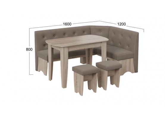 Кухонный уголок «Барселона» Светло-коричневый, Серо-коричневый, ТриЯ