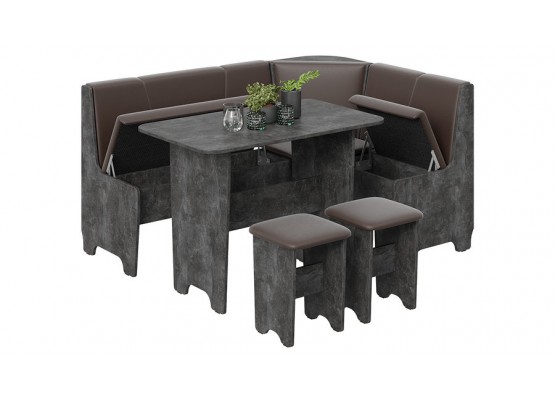 Кухонный уголок «Техас» Исп.1 Асфальтный, Коричневый, ТриЯ