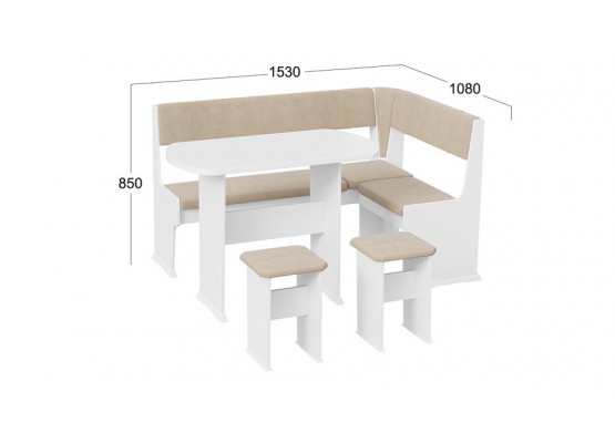 Кухонный уголок «Рио» Белый, Кремовый, ТриЯ