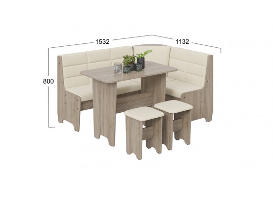 Кухонный уголок «Техас» Исп.2 Светло-коричневый, Бежевый, ТриЯ