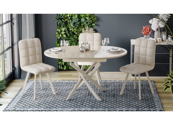 Стол обеденный «Diamond» Тип 3 - КМ+02.68.000.168 Бежевый, ТриЯ