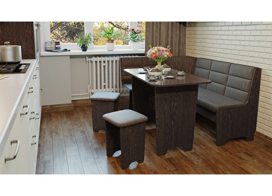 Кухонный уголок «Техас» Исп.2 Темно-коричневый, Коричневый, ТриЯ