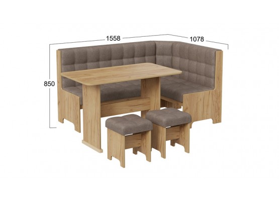 Кухонный уголок «Флорида» Светло-коричневый, Бледно-коричневый, ТриЯ