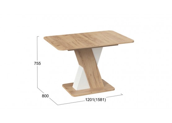 Стол обеденный раздвижной «Люксембург» Тип 3 Светло-коричневый, Белый, ТриЯ