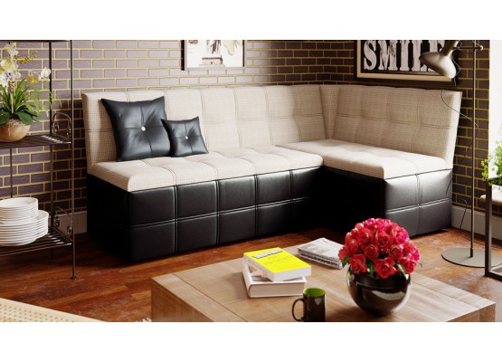 Скамья угловая «Домино» со спальным местом исп. 2 Кожзам, Рогожка, ТриЯ