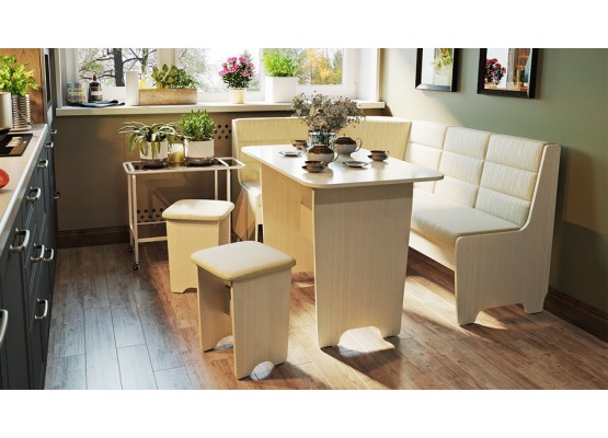 Кухонный уголок «Техас» Исп.2 Молочный, Бежевый, ТриЯ