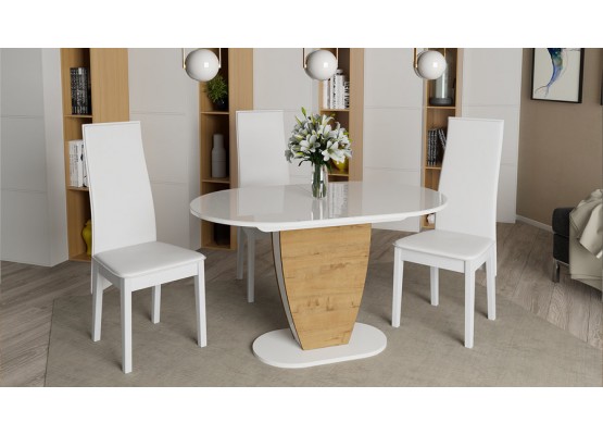 Стол обеденный «Монреаль» Тип 1 Светло-коричневый, Белый, ТриЯ