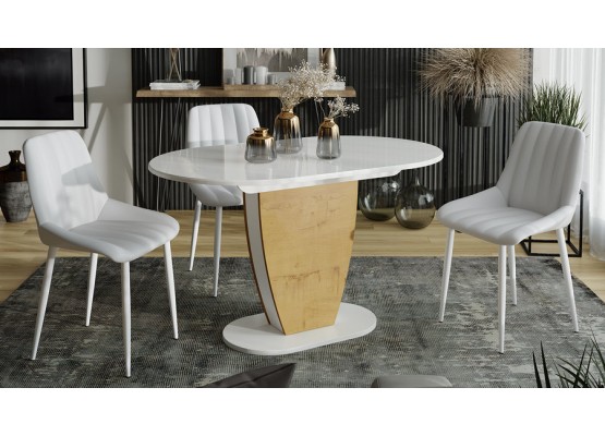 Стол обеденный «Монреаль» Тип 1 Светло-коричневый, Белый, ТриЯ