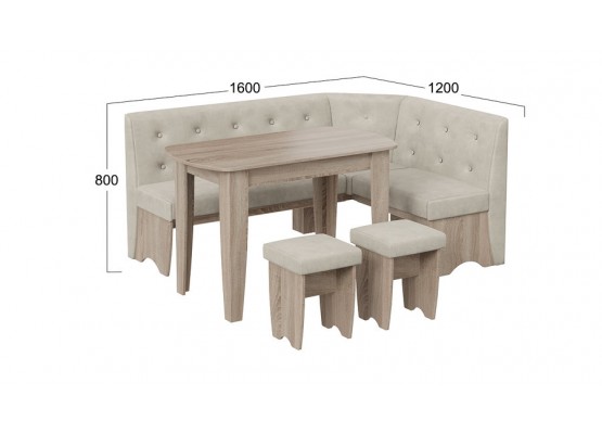 Кухонный уголок «Барселона» Светло-коричневый, Бежевый, ТриЯ