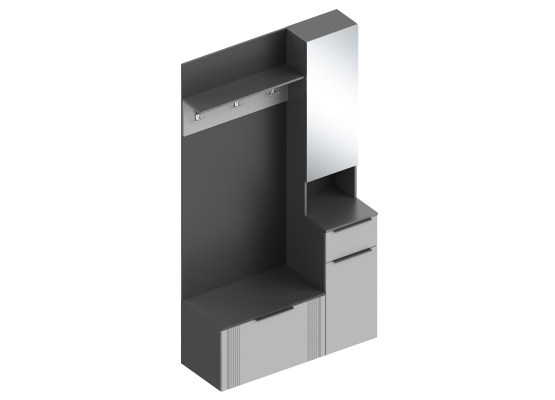 Прихожая "Вита" (правое исполнение) 1200х450х2200 Тёмно серый, Велес