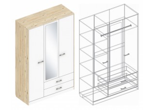 Шкаф 3-ств с 2 ящиками 1400х600х2200