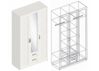 Шкаф «Александрия» ДА-01 3-ств с 2 ящиками 1200х530х2200