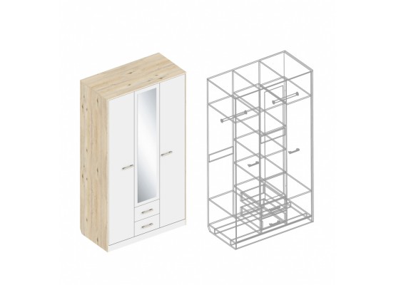 Шкаф 3-ств с 2 ящиками по центру 1200х600х2200, Велес