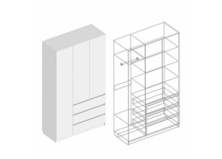 Шкаф 3-ств с 3 ящиками 1200х500х2100