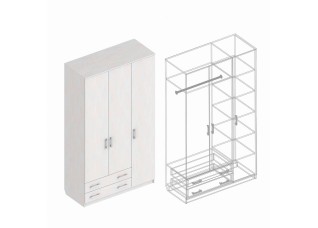 Шкаф «Универсал» 3х-ств. с 2 ящиками 1200х510х2100