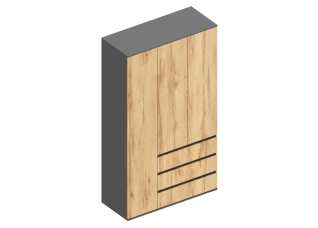 Шкаф "Стил" 3-ств с 3 ящиками 1200х500х2100 Темно серый/Дуб золотистый