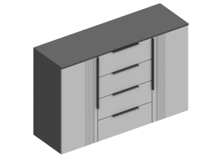 Комод "Вита" 2-ств с 4 ящиками 1400х450х930 Тёмно серый