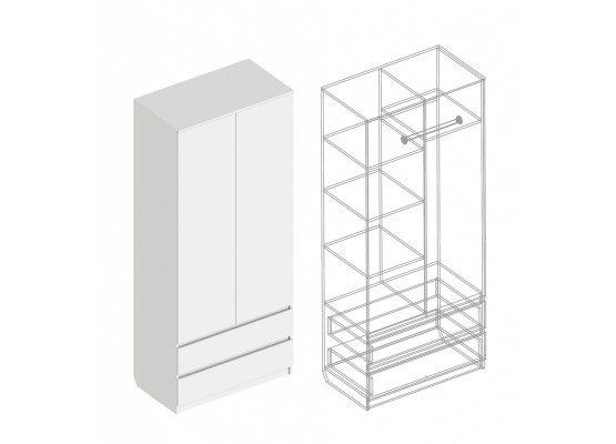 Шкаф 2-ств с 2 ящиками 900х500х2100, Велес