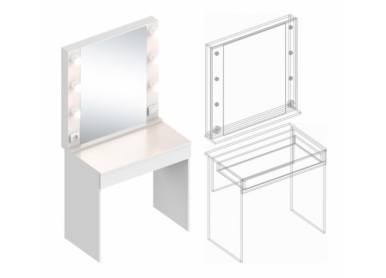 Стол «гримерный», модульный 800х500х760, Велес