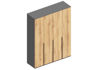 Шкаф "Стил" 4-ств для одежды 1600х500х2100 Темно серый/Дуб золотистый