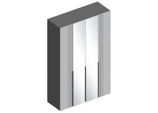 Шкаф 4-ств "Вита" с зеркалом 1400х520х2200 Тёмно серый