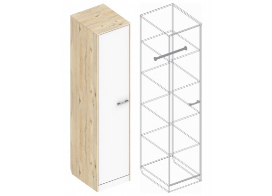 Пенал 1-ств с полками и штангой 490х600х2200, Велес