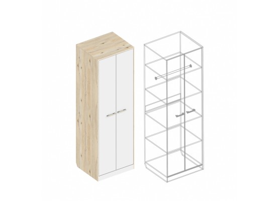 Шкаф «Милана» 2-ств с полками 700х600х2200, Велес