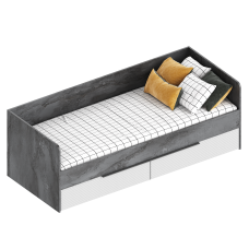 Кровать "Лео" с 2 ящиками 832х2032х700 Айрон рок/Софт Айс