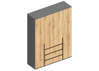 Шкаф "Стил" 4-ств с 3 ящиками 1600х500х2100 Темно серый/Дуб золотистый