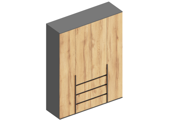 Шкаф "Стил" 4-ств с 3 ящиками 1600х500х2100 Темно серый/Дуб золотистый, Велес