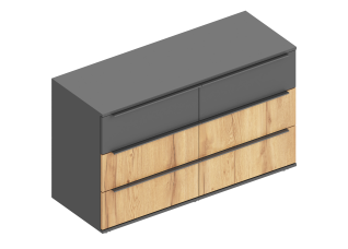 Комод "Стил" с 6 ящиками 1200х450х720 Темно серый/Дуб золотистый