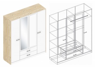 Шкаф 4-ств с 2 ящиками 1856х600х2200