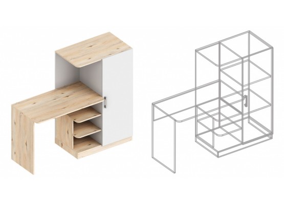 Стол письменный с пеналом 1450х570х1280, Велес