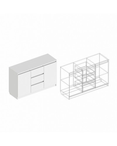 Комод 2-ств с 3 ящиками 1200х400х770