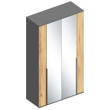Шкаф "Стил" 4-ств с зеркалом 1200х500х2100 Темно серый/Дуб золотистый