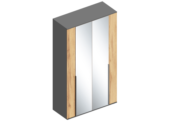 Шкаф "Стил" 4-ств с зеркалом 1200х500х2100 Темно серый/Дуб золотистый, Велес