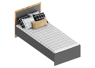 Кровать 0,9 "Стил" 932х2032х900 Темно серый/Дуб золотистый