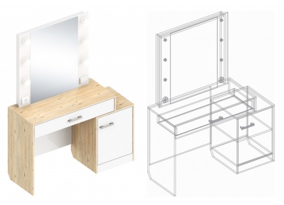 Стол туалетный 1200х450х1600, Велес