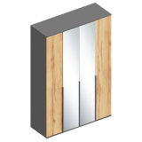 Шкаф "Стил" 4-ств с зеркалом 1400х500х2100 Темно серый/Дуб золотистый