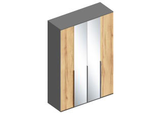 Шкаф "Стил" 4-ств с зеркалом 1400х500х2100 Темно серый/Дуб золотистый