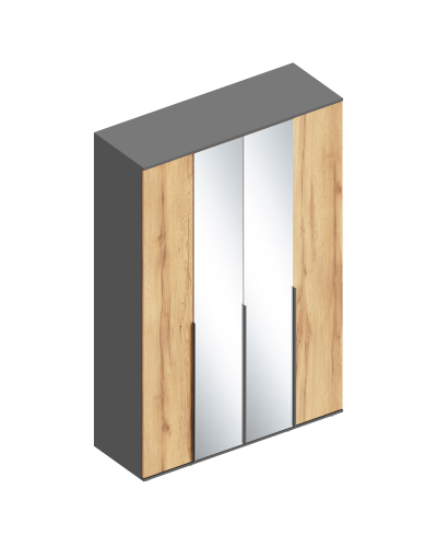 Шкаф "Стил" 4-ств с зеркалом 1400х500х2100 Темно серый/Дуб золотистый