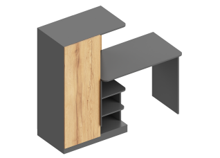 Стол письменный "Стил" с пеналом (левое исполнение) 1450х570х1280 Темно серый/Дуб золотистый