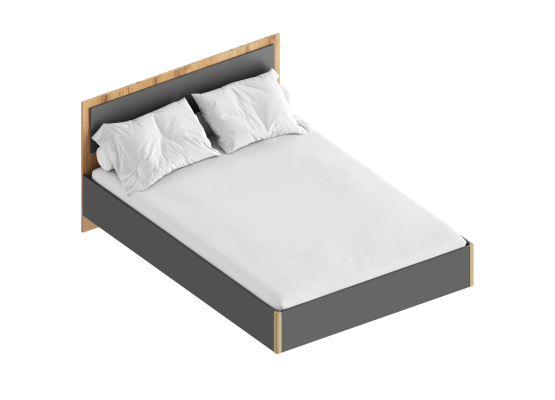 Кровать 1,4 "Стил" 1442х2049х900 Темно серый/Дуб золотистый, Велес